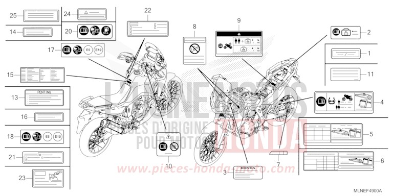 ETIQUETTE DE PRECAUTIONS de Africa Twin DCT GRAND PRIX RED (R380B) 2025